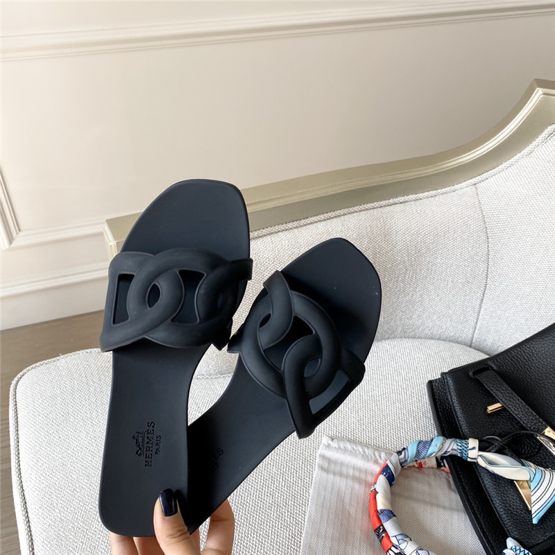 Hermès new classic pig nose chain slippers