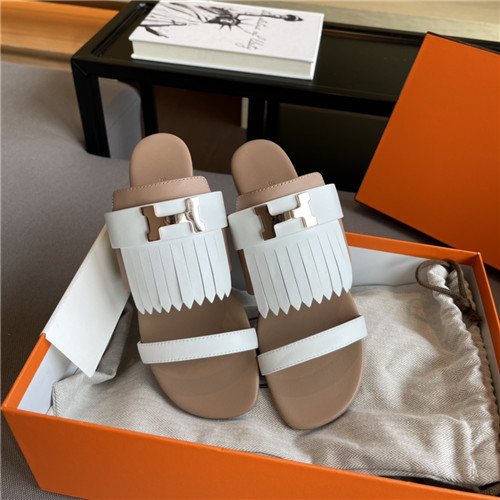 hermes H flat slippers