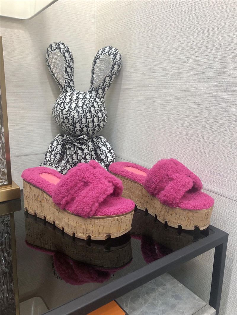 Hermes Birkin Replica Teddy Fur Slippers