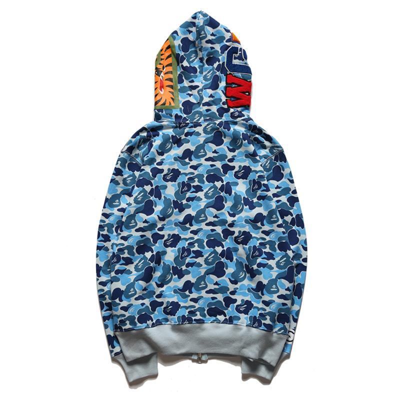 Bape Full Zip Shark Camo Hoodie Blue Green Red