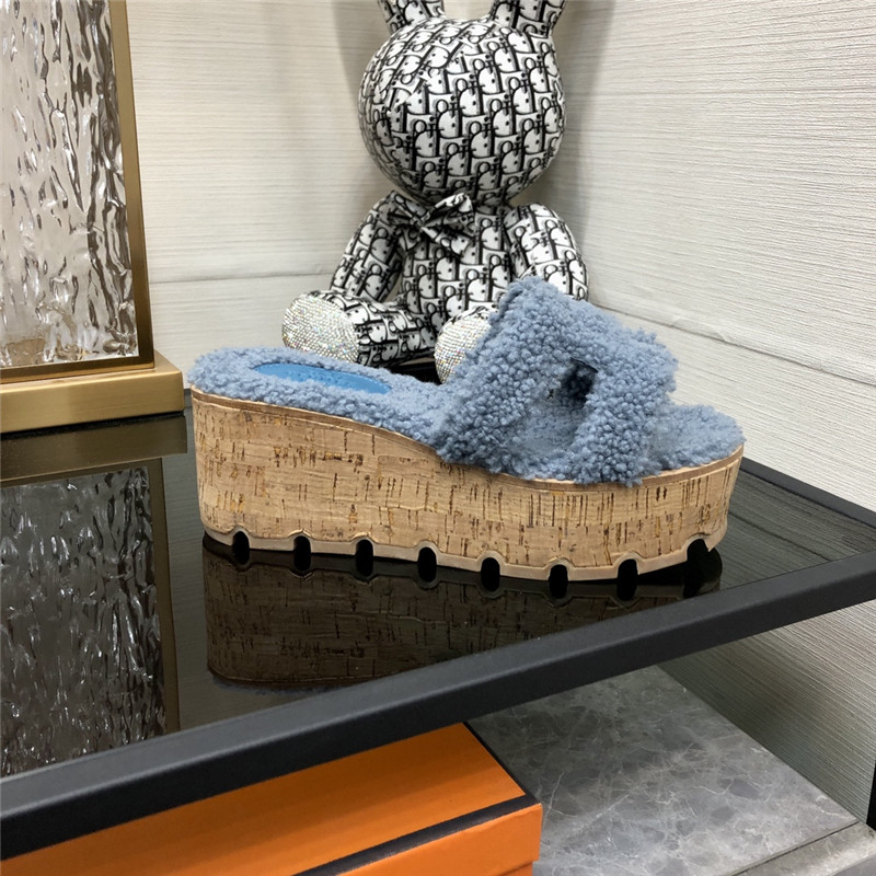 Hermes Birkin Replica Teddy Fur Slippers