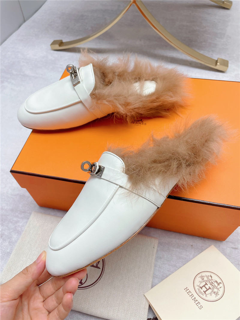 hermes classic wool slippers
