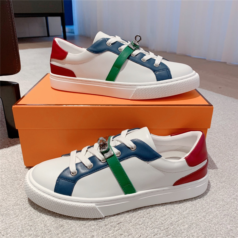 Hermès British retro design white shoes