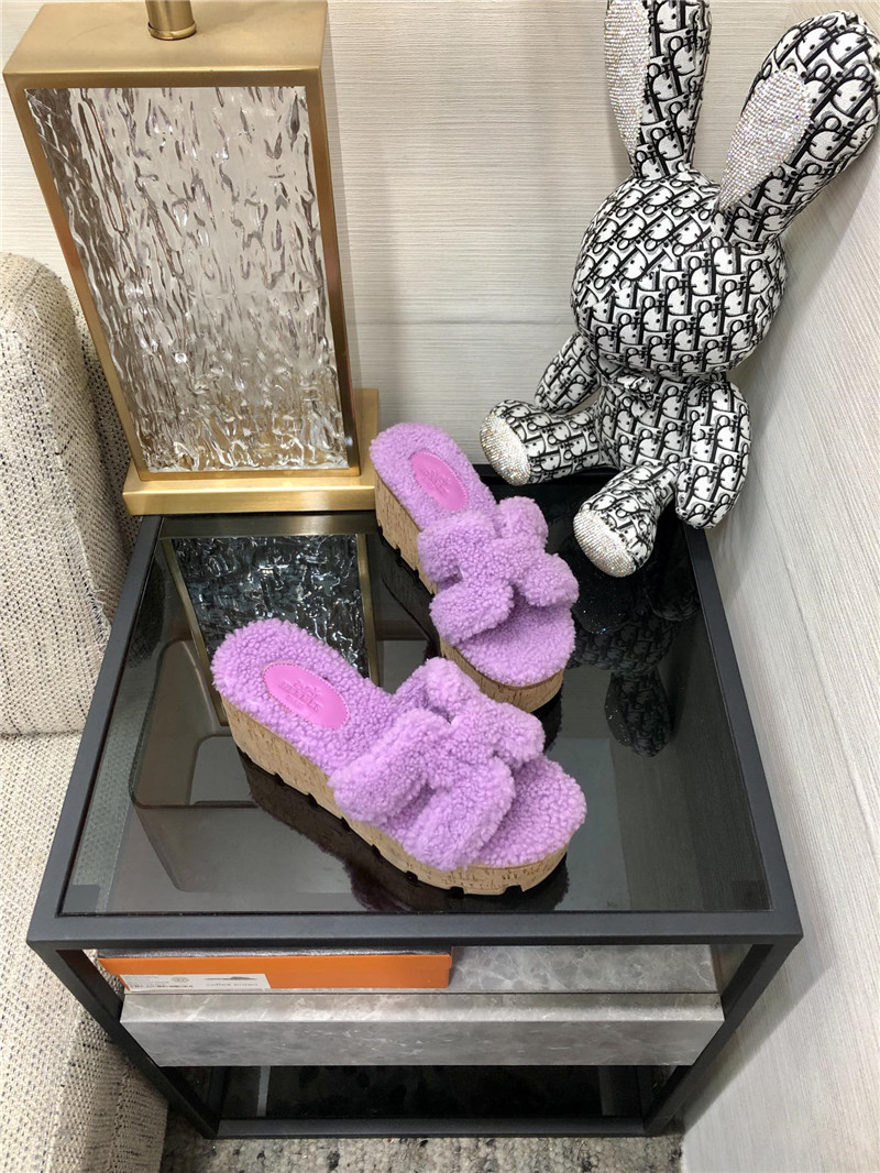 Hermès Teddy Fur Slippers