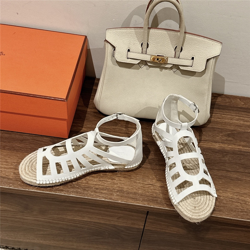 Hermès cutout pig nose espadrille sandals