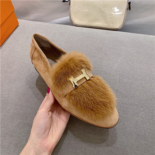 hermes sheepskin mink loafers