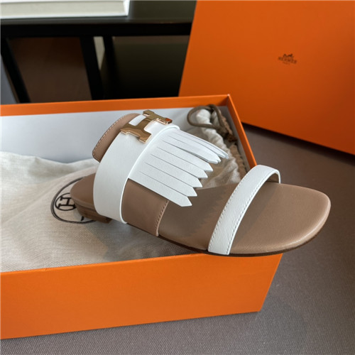 hermes H flat slippers