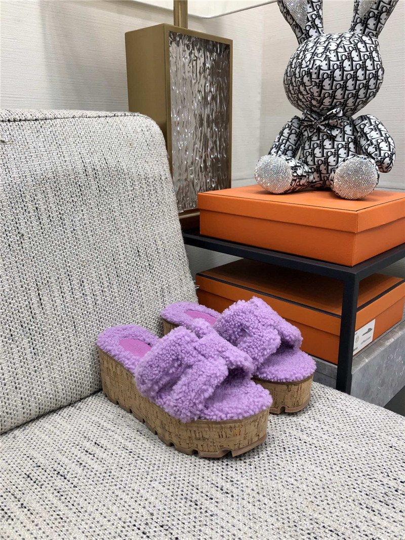 Hermès Teddy Fur Slippers