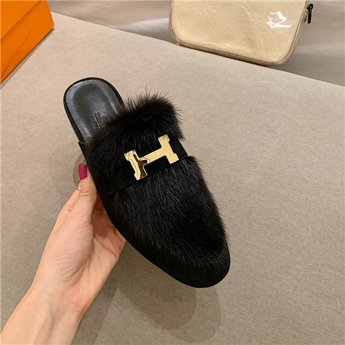 hermes sheepskin mink loafers