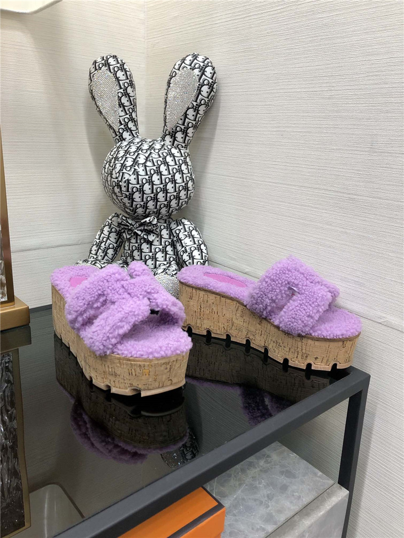 Hermès Teddy Fur Slippers