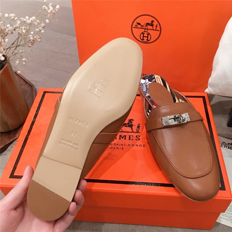 Hermes Kelly Buckle Half Slip Shoes