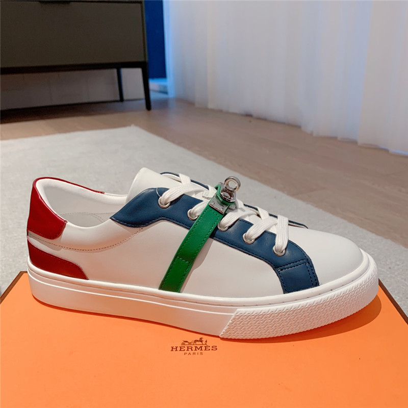 Hermès British retro design white shoes