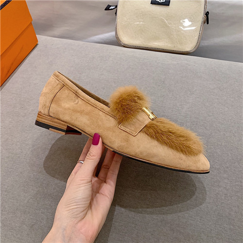 hermes sheepskin mink loafers