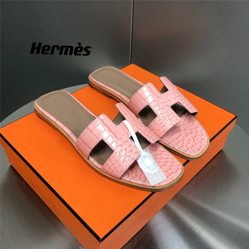 hermes oran crocodile slippers