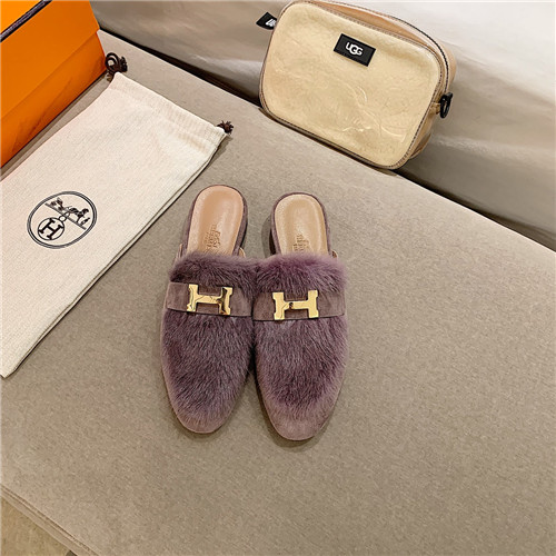 hermes sheepskin mink loafers