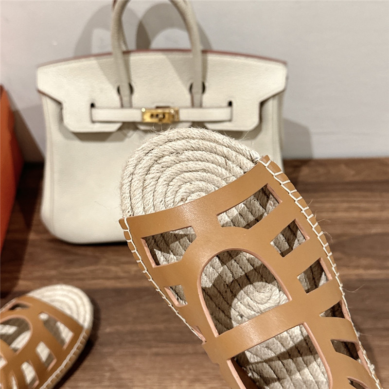 Hermès cutout pig nose espadrille sandals