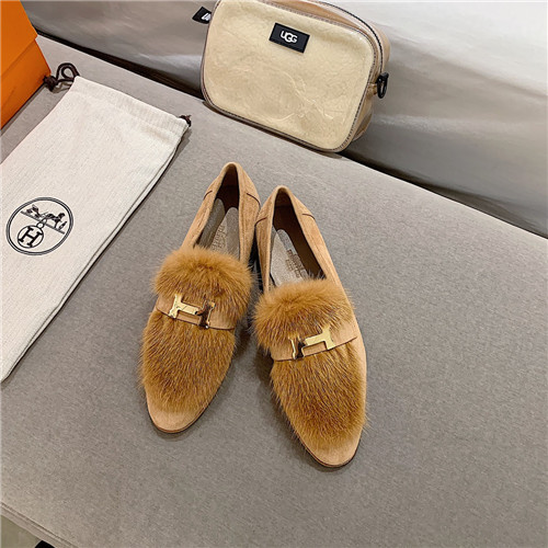 hermes sheepskin mink loafers
