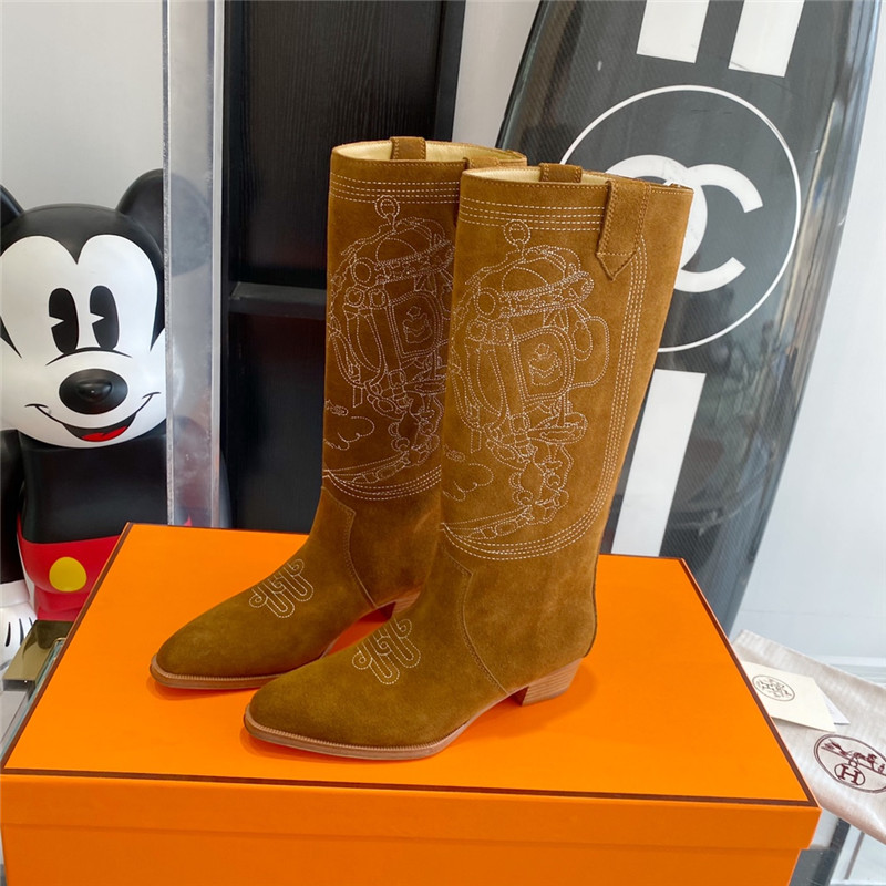 hermes embroidered long boots