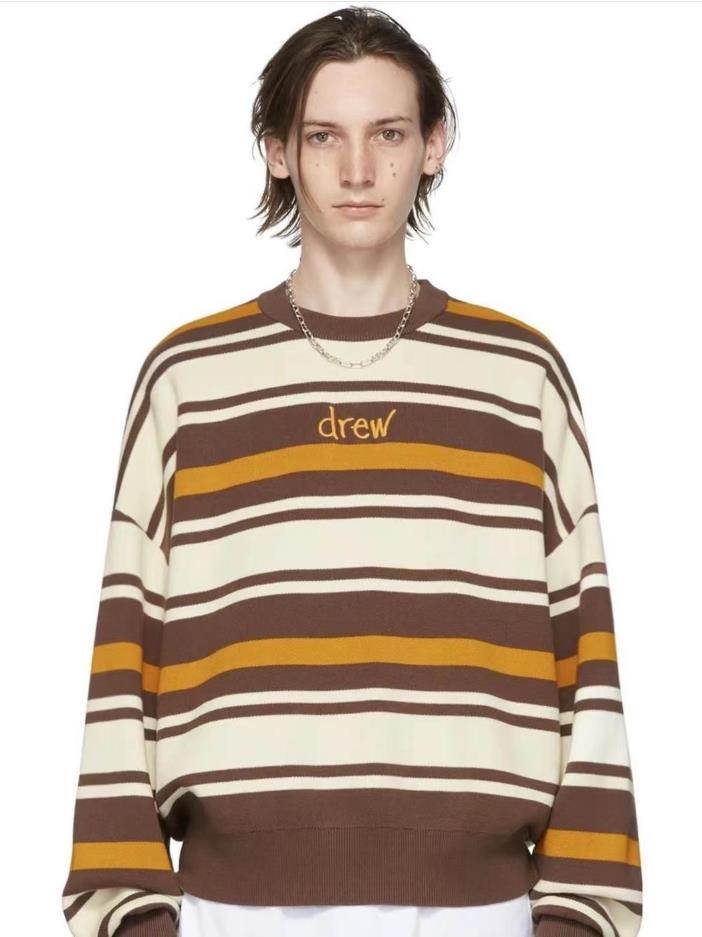Drew embroidered striped knitted crewneck sweatshirt