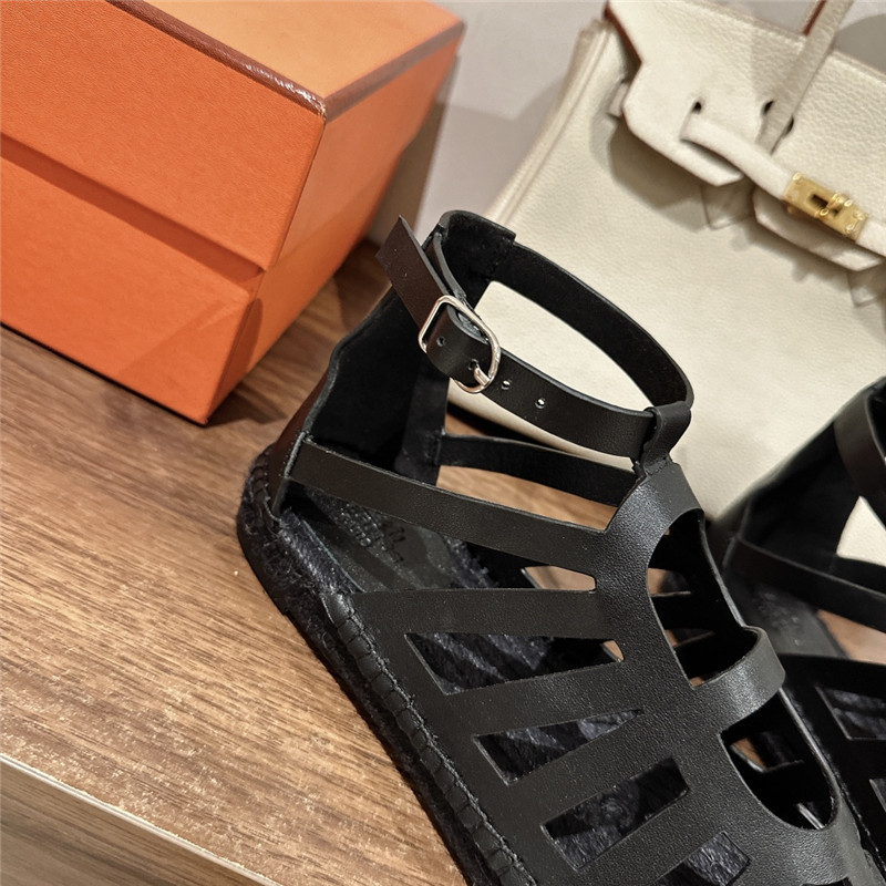 Hermès cutout pig nose espadrille sandals
