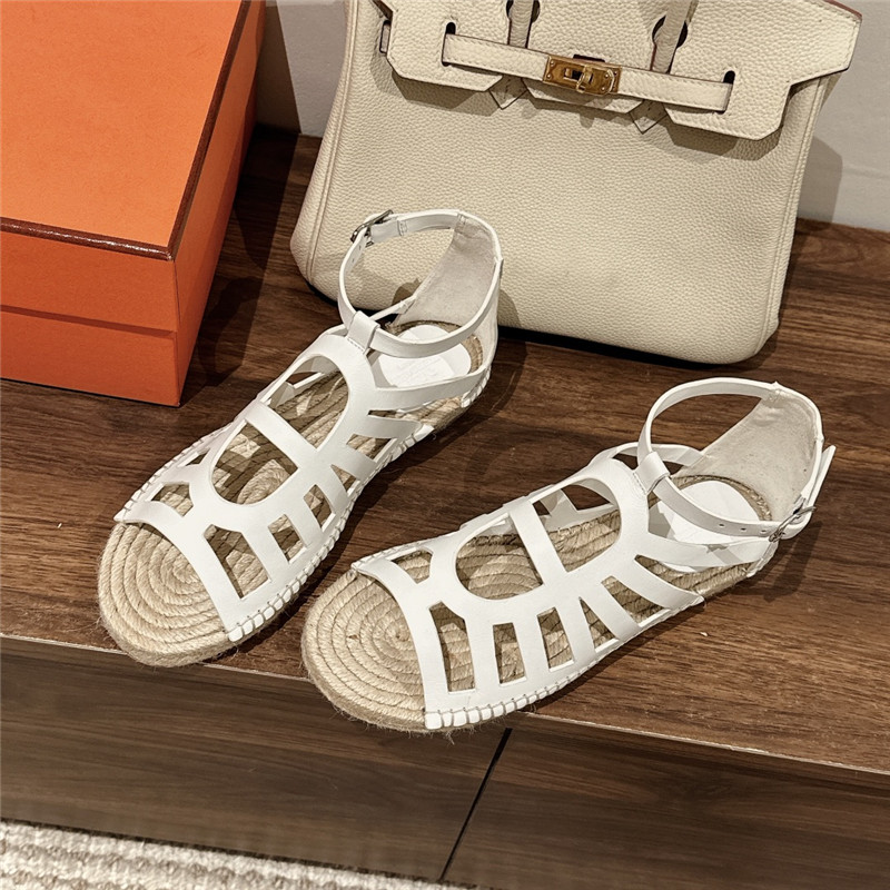 Hermès cutout pig nose espadrille sandals