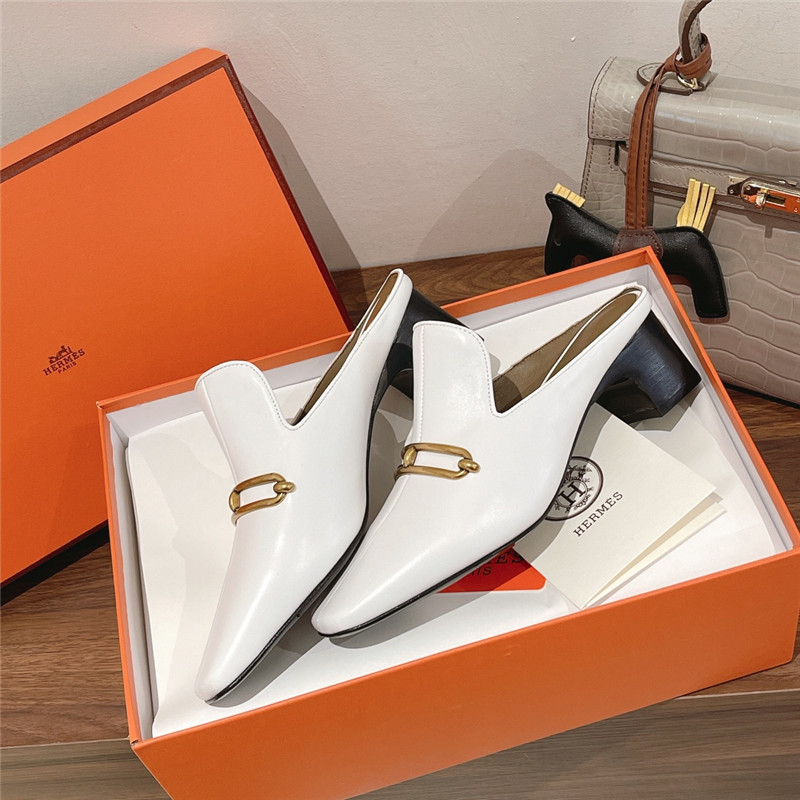 hermes muller chunky heel slippers