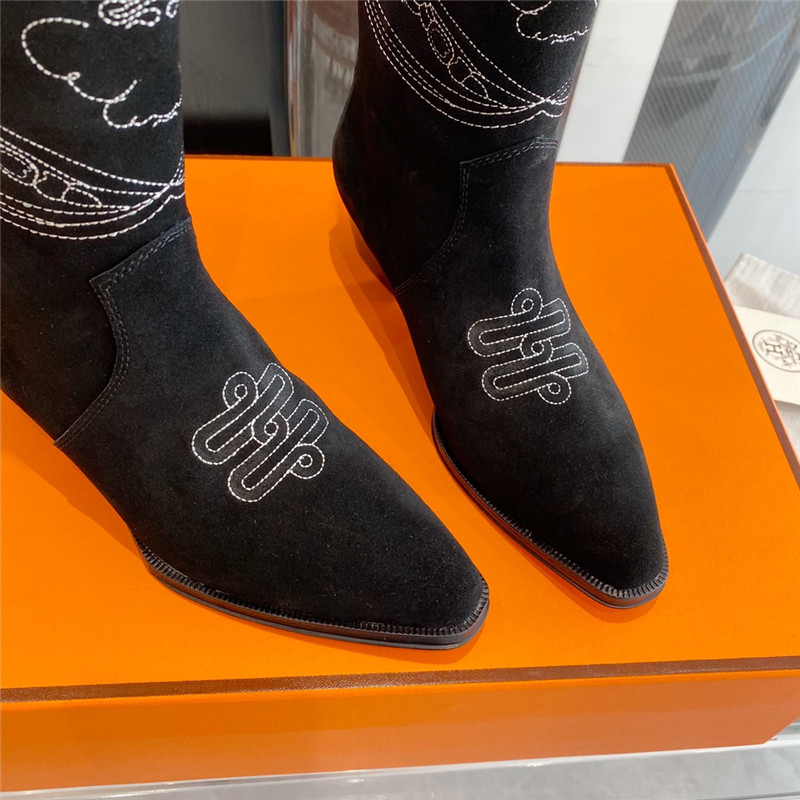 hermes embroidered long boots