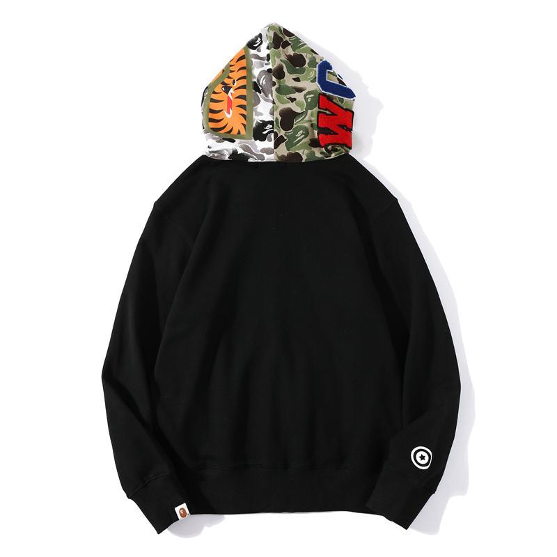 Bape Full Zip Shark Camo Hoodie Black