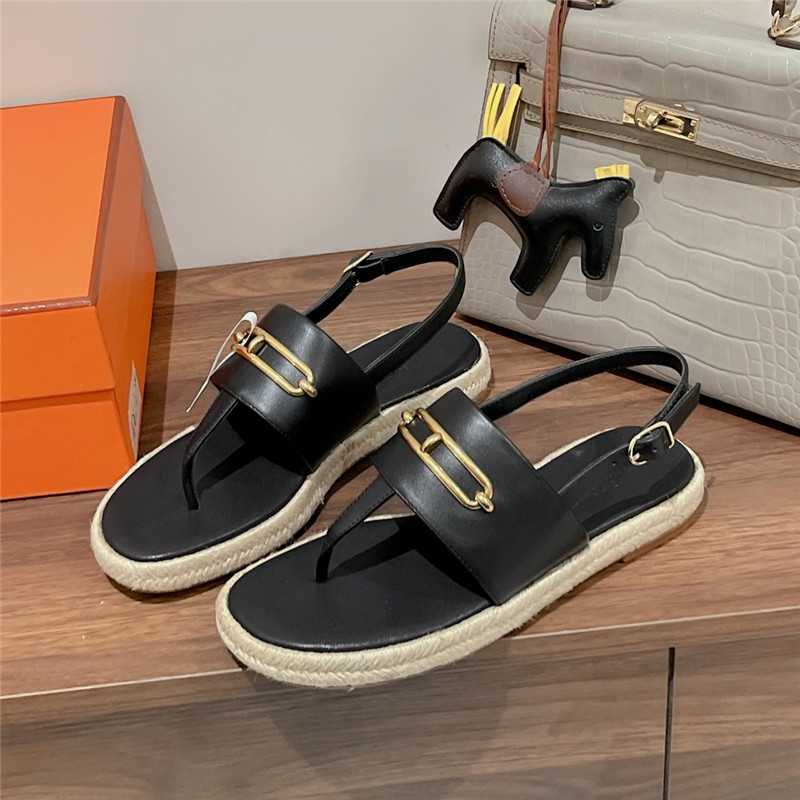 hermes knitted flat sandals