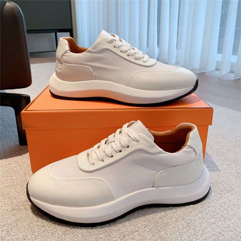 Hermès classic look-alike British retro white shoes
