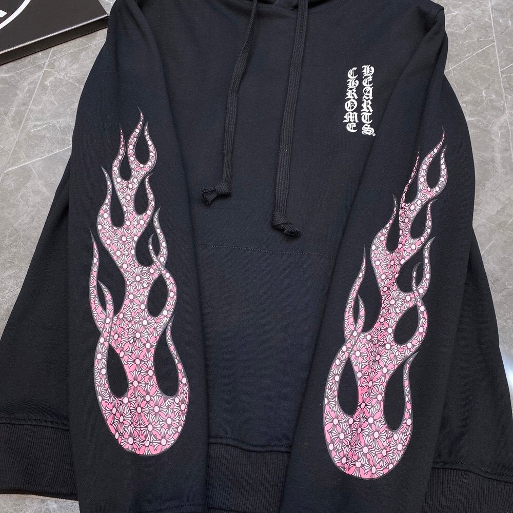 Chrome Hearts Replica Pink Flame Hoodie Replica