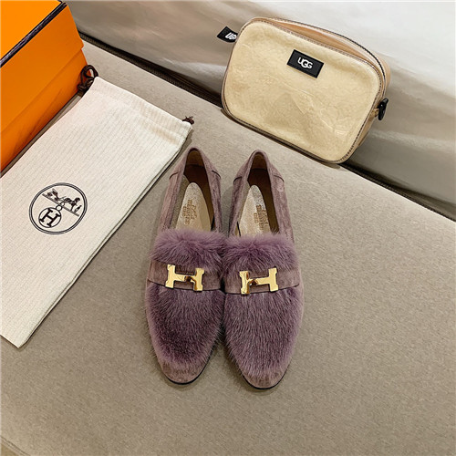 hermes sheepskin mink loafers