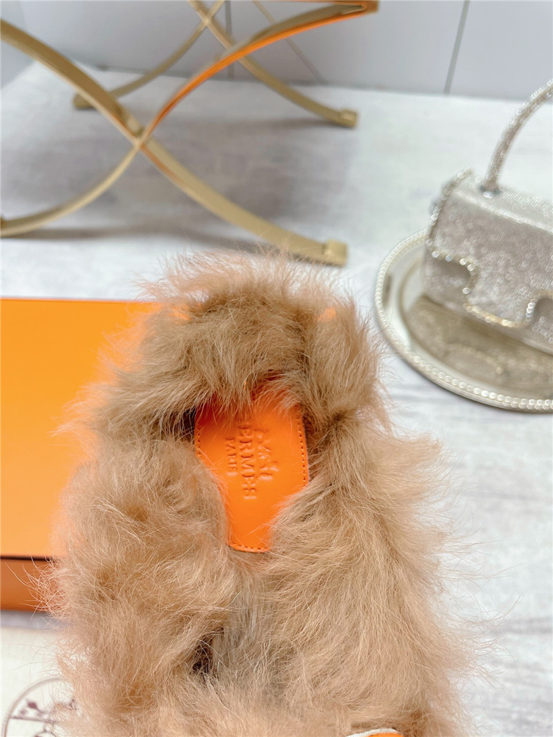hermes classic wool slippers