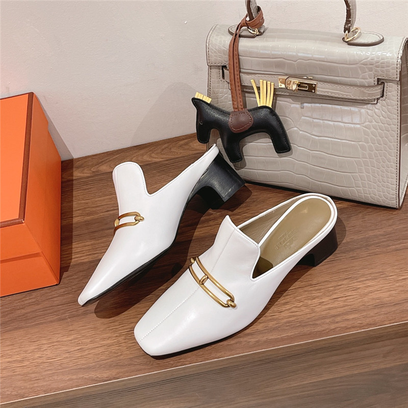 hermes muller chunky heel slippers