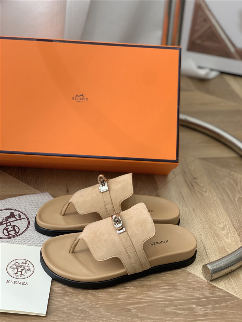 hermes Kelly buckle flip flops