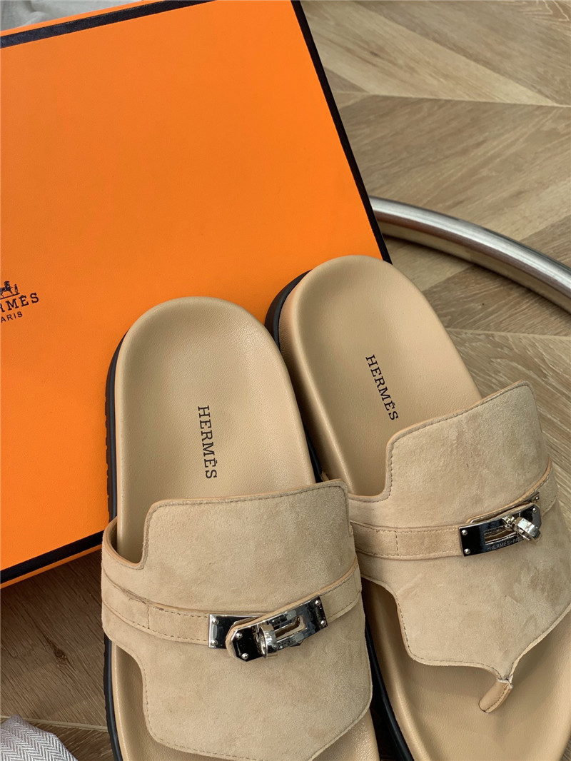 hermes Kelly buckle flip flops