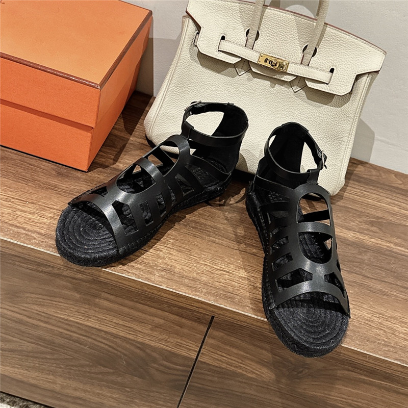 Hermès cutout pig nose espadrille sandals
