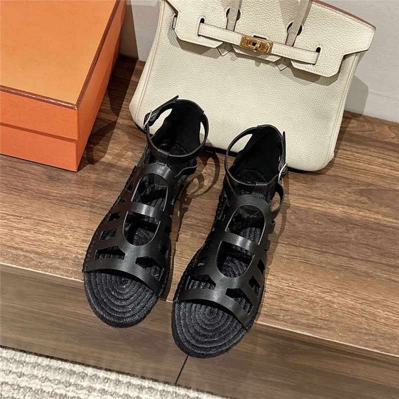 Hermès cutout pig nose espadrille sandals
