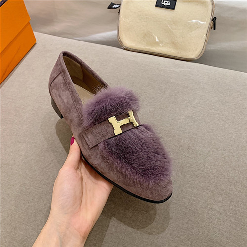 hermes sheepskin mink loafers