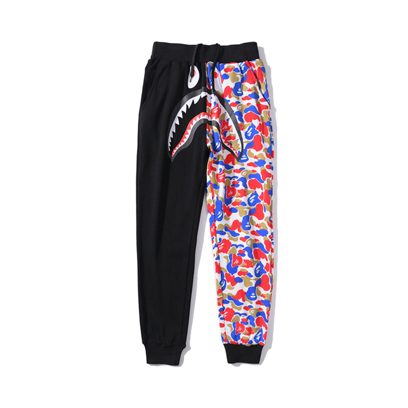 BAPE Shark Camo Track Pants Sweatpants Black White HDCP8752