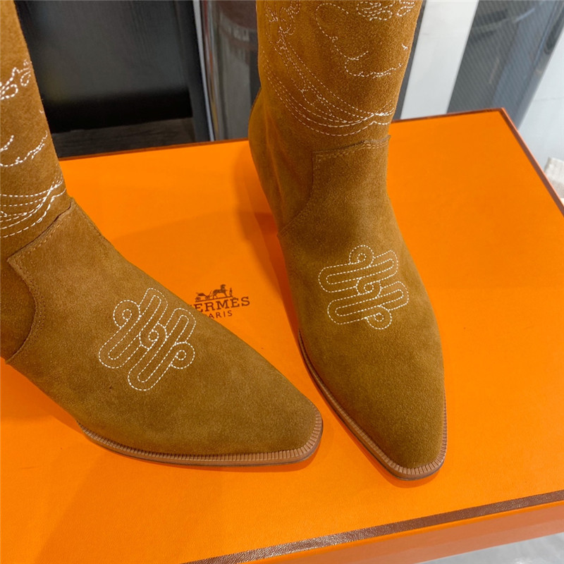 hermes embroidered long boots