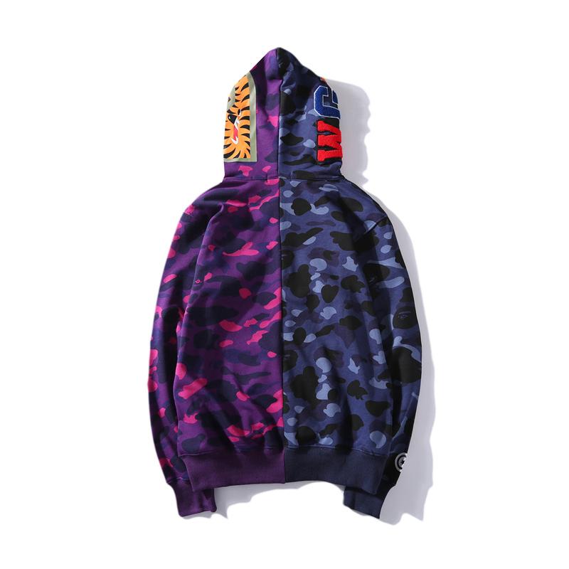 Bape Full Zip Shark Hoodie Camo Purple