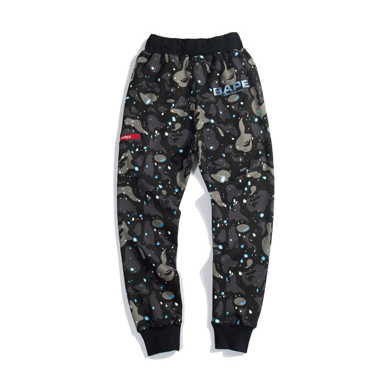 BAPE Track Pants Sweatpants Camo Black White HDCP8698