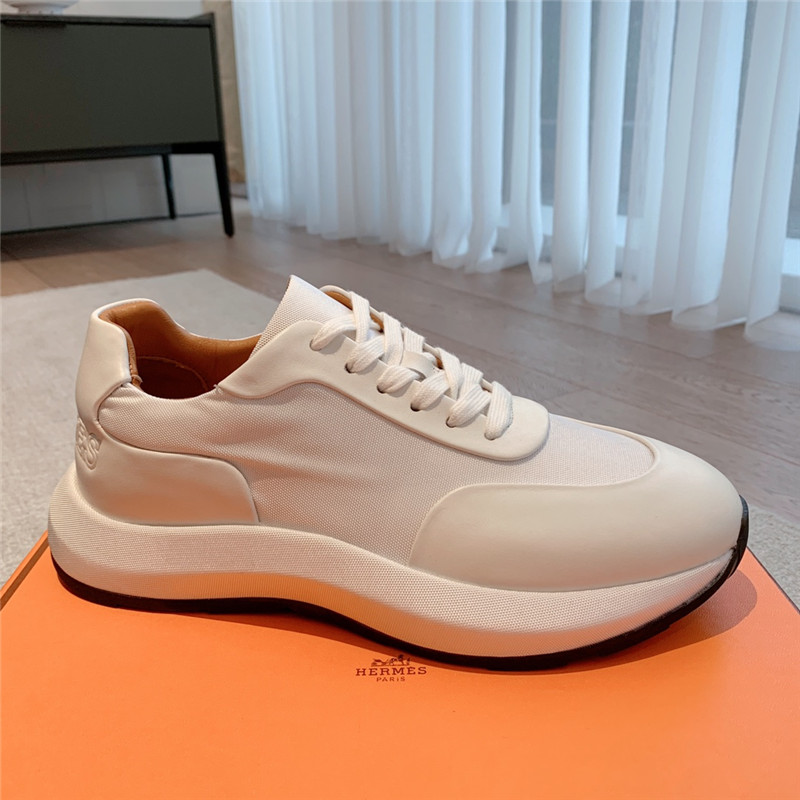 Hermès classic look-alike British retro white shoes