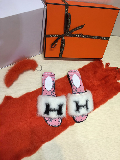 hermes mink slippers replica shoes
