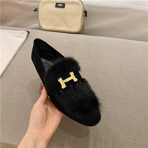 hermes sheepskin mink loafers