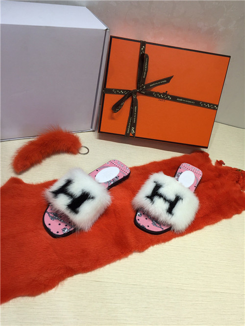 hermes mink slippers replica shoes