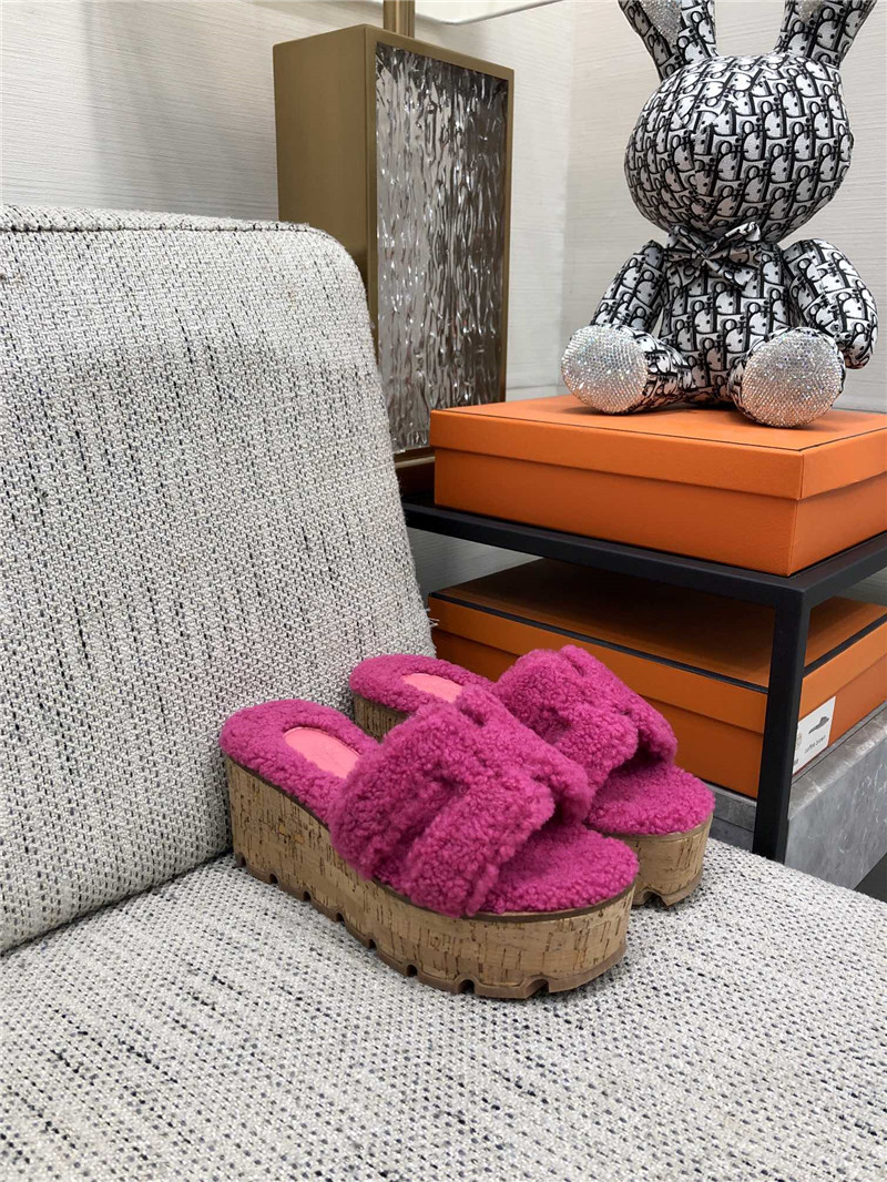 Hermes Birkin Replica Teddy Fur Slippers