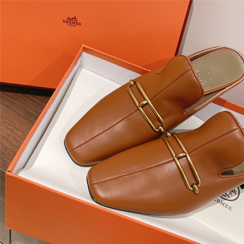 hermes muller chunky heel slippers
