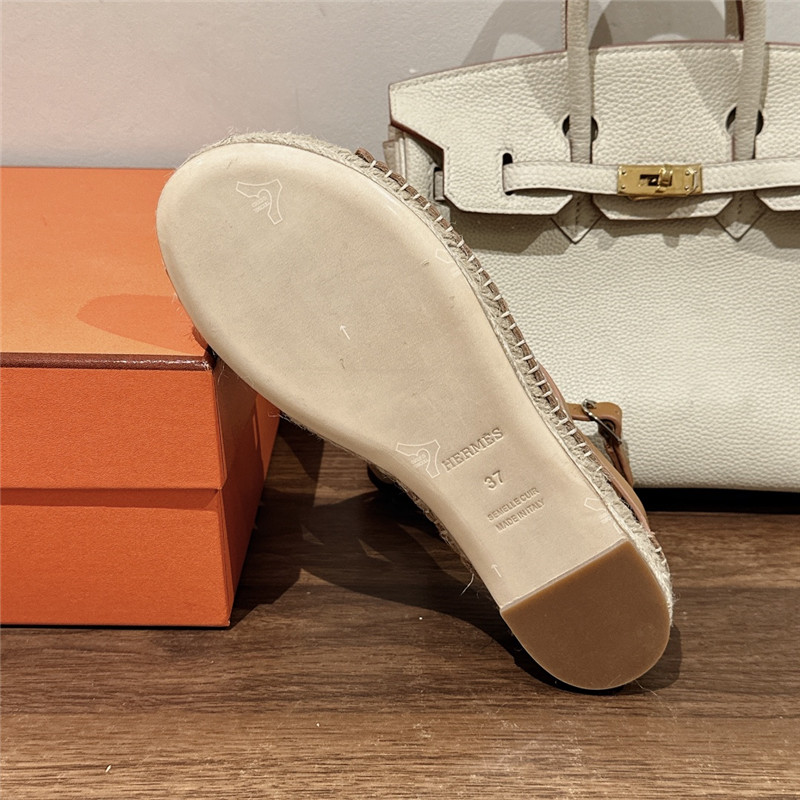 Hermès cutout pig nose espadrille sandals